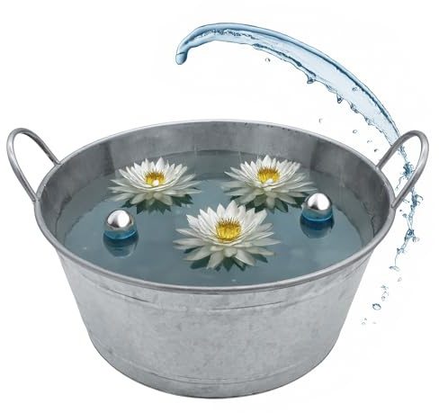 Spetebo XXL Zinkpanna blomkruka med handtag – 50 x 22 cm – förzinkat metall trädgårdsdamm badkar silver – trädgårdsdekoration kruka, blomskål, planteringskruka, miniek dekorskylt, vattenbadkar
