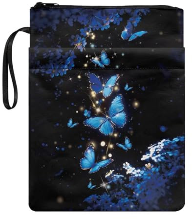 Coloranimal Buchumschlag mit Reißverschluss, Aufbewahrungstasche für Taschenbücher und Hardcover, modisch, leicht, für Schüler, Lehrer, Taschen, Tragetasche, Blau