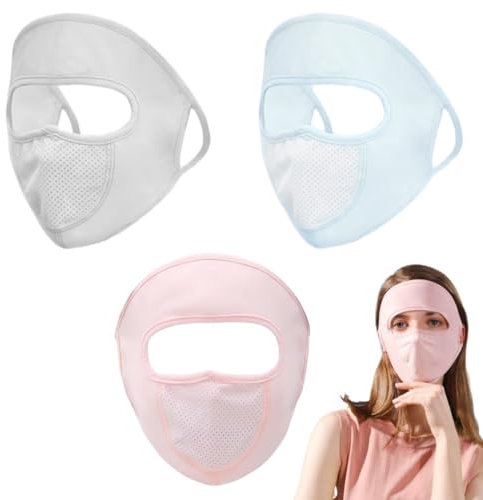 KUMSODE 3 Pezzi Visiera Integrale Protezione UV, Maschera per Protezione Solare, Multifunzionale Seta e Lavabile Protezione UV per Il Viso Moto Ciclismo Sport