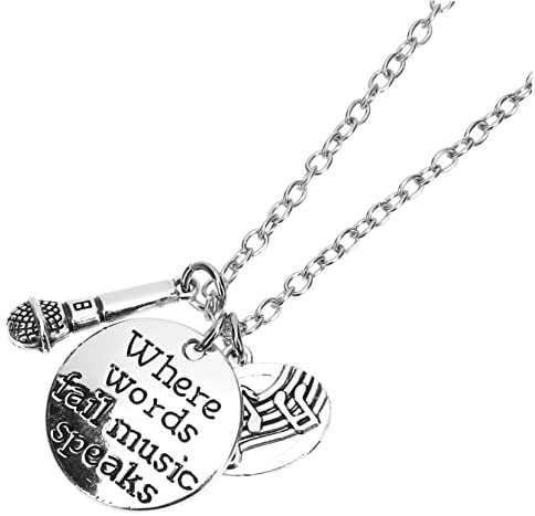 TOVINANNA 2pezzi Collana Music Pendant Con Microfono Design Unico Fashion Neck Pendant Per Amanti Della Musica e Party Accessorio Hip-hop Resistente e Versatile
