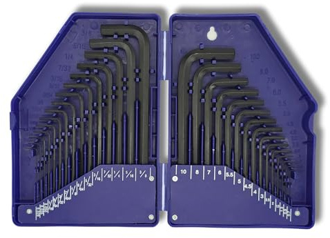 AC Tools Juego de Llaves Allen en Pulgadas y Metrica Largas y Corta. 30 Llaves hexagonales para Coche, Moto, Bici