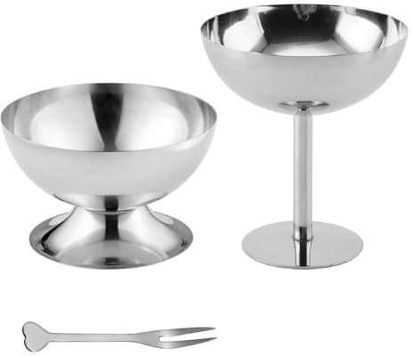 Integrity.1 2 Stück Eisbecher Eisschalen Edelstahl Dessertschale mit Fuß, Wiederverwendbare Dessertbecher aus Edelstahl, für Desserts, Gewürze, Snacks, Süßigkeiten, Obst, Salat, Pudding
