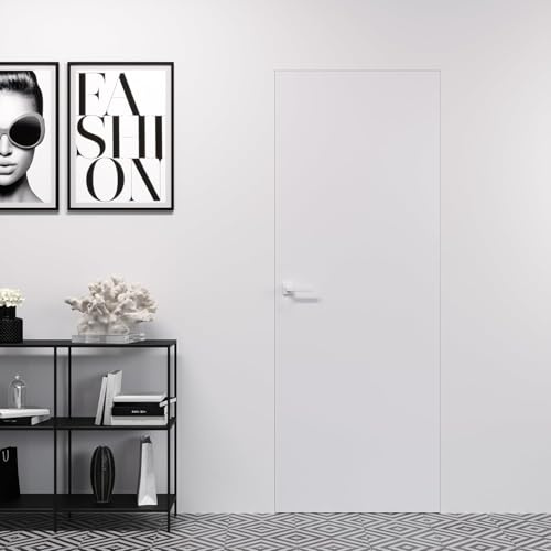 Porte Italiane, Porta Raso Muro con Serratura Magnetica, Filomuro per Muratura o Cartongesso, Easy Wall BIANCA PRONTA CONSEGNA da 90x210 spingi SX - tira DX