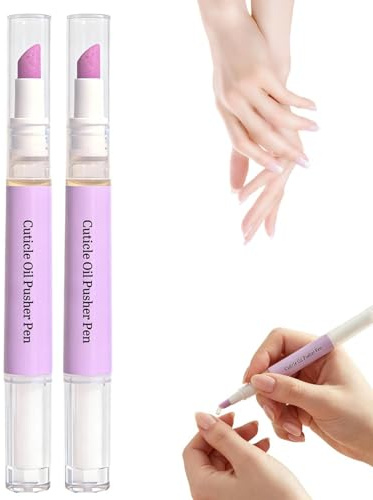Lápiz 3 en 1 con punta de cerámica, 2 unidades de aceite para cutículas, lápiz para eliminar cutículas, lápiz de aceite de uñas, lápiz para cuidado de uñas, lápiz para uñas secas y resistentes