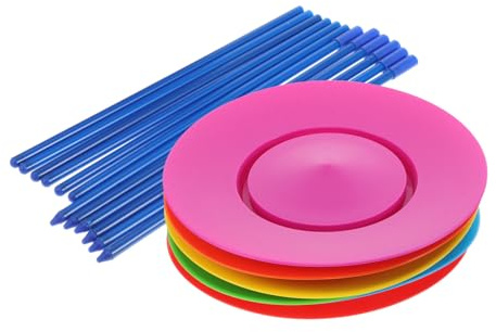 SUPVOX Lot de 6 Assiettes Tournantes en Plastique avec Bâtons pour Jonglage, Design Équilibré, Usage Polyvalent, pour Spectacles sur Scène et Divertissements
