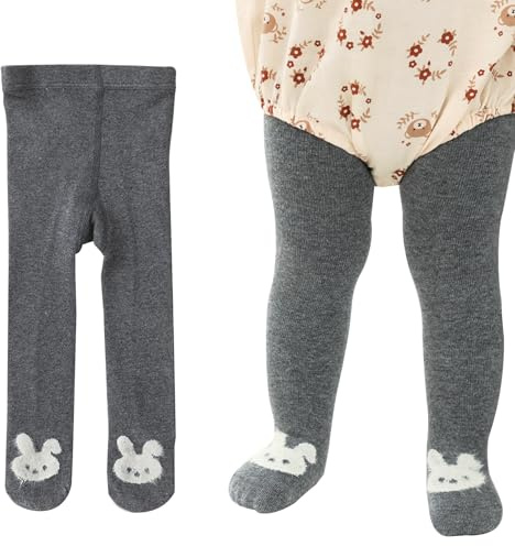 Collants Bébé pour 2-4 Ans Filles, Taille Haute Collants Tout-Petit Mélange de Coton doux Extensible Chaud Enfants Leggings Avec Motif Animal ﻿ (FR/ES, Âge, Taille unique, Taille normale, Bébé, Gris)
