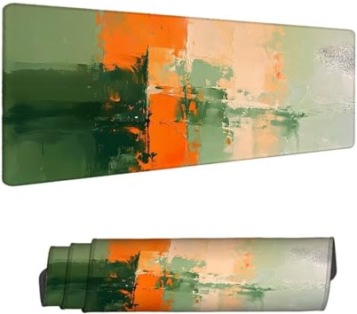 Mousepad Grün Mauspad XXL 1500 x 800 mm Verlängertes Groß Schreibtischauflage mit Rutschfester Gummibasis, mit Nähten an den Rändern Anti-Rutsch Gaming Mauspad Abstrakt, Desk Deko Zubehör H-12896