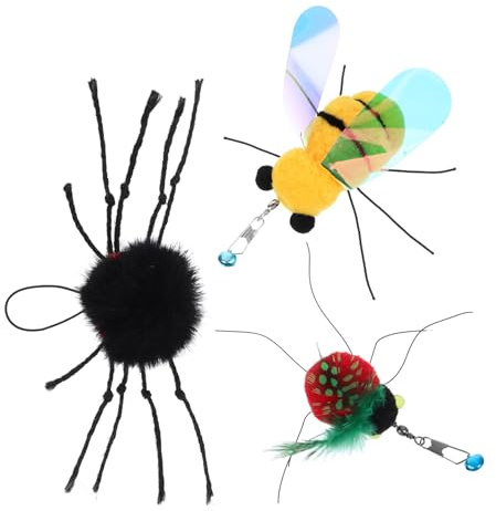 Homoyoyo 3 pièces Set de Recharges Jouets Interactifs pour Chat Intérieur Plumes Légères Insectes Abeille Coccinelle Jouets de Remplacement pour Chatons et Chats Adultes