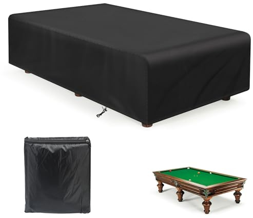 YedZen Billardtisch Abdeckung, 210D 7ft Wasserdicht Schutzhülle für Snookertisch mit Kordelzug, Frostschutz Anti-UV Winddicht Billardtische Abdeckplane für Gartenmöbel, Gartentisch, 225x116x82cm