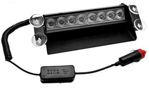 Riloer Baliza intermitente 8 LED 12 V luz estroboscópica de advertencia de emergencia resistente al agua compatible con coches camiones caravanas y vehículos policiales luz azul.
