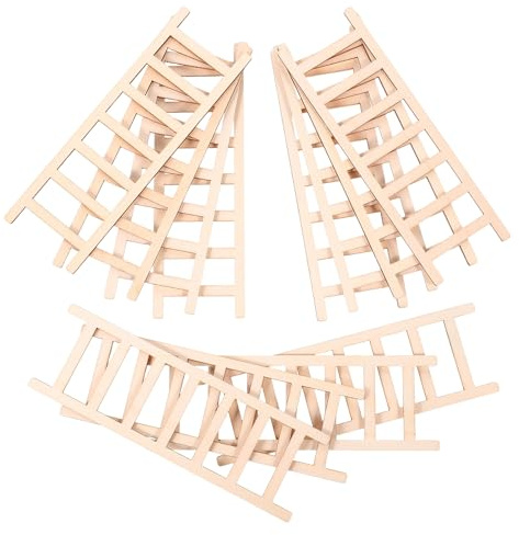 Toyvian 12pcs Miniature Wooden Ladder Staircase Decor 15x5cm DIY Dollhouse Accessories Tiny Step Ladder for Fairy Garden and Home Display