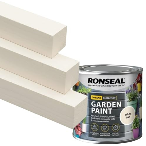 Milena White Ash Garden Paint 2.5L, Water Based Wooden Paints, Fast Drying Matt Finish, Long Lasting Fade Resistance Fence Paint, DIY Colour for Brick, Flower Pots (White Ash, 2.5 Litre)