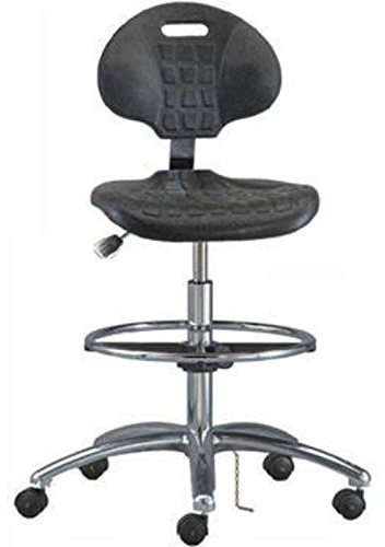 Everlast Polyurethane Chair, Articulating Seat & Back Tilt, 5-Star Polished Aluminum Base, 18 Adj. Chrome Footring, Dual Wheel Hard Floor Casters, Seat Height Adjustment 21.5-31.5