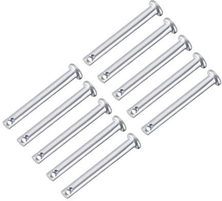 sourcing map 10 Stück Steckbolzen Lastösenbolzen Einloch Gabelbolzen 5mm x 40mm Splintstift Flach Kopf verzinkter Stahl