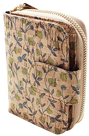 boshiho Vegan Kork Geldbörse Damen mit Kartenhalter Münzbörse | Kleines Reißverschluss-Design mit Kartenhalter Münzfach Umweltfreundliches jedes Stück ein Unikat Geschenk