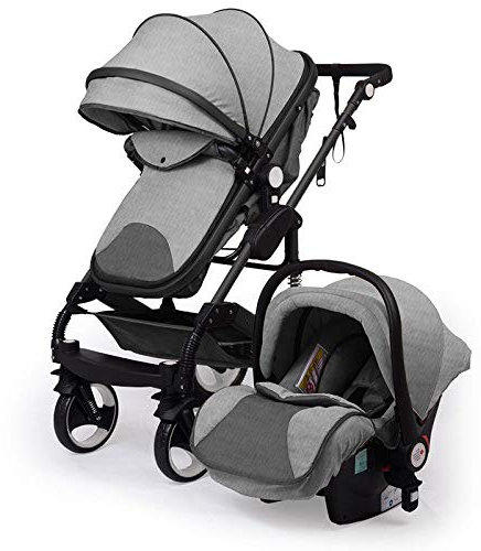 Kinderwagen „California“, 3 in 1 Kombikinderwagen Megaset 8 teilig inkl. Babyschale, Sportwagen, Babywanne und Zubehör, zertifiziert nach der Sicherheitsnorm EN1888, Jeans