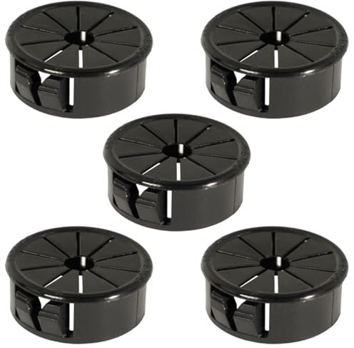 5 x passacavi per cavi di lunga durata, diametro 3,2 a 25,4 mm, rotondi, da incasso, da parete, colore: nero, nero