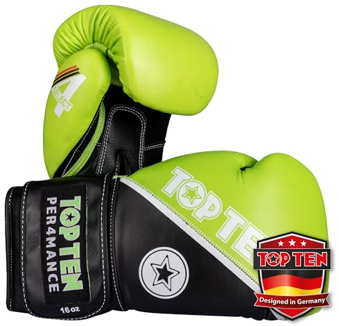 Boxhandschuhe „4Select“ aus Leder - grün-schwarz, 16 oz