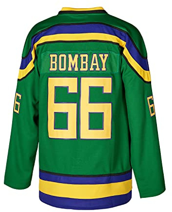 Youth Ice Hockey Jersey Mighty Ducks Movie Jersey Kids Shirts Green/White (Medium, #66 Bombay Green)