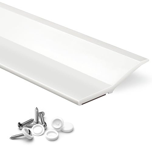 FOSLUOC Garagentordichtung Ober- und Seitenleiste, 90 cm, weiße selbstklebende Rückseite, Gummi, Wetterschutz, Ersatz, wetterfest, Universaldichtung, professionell