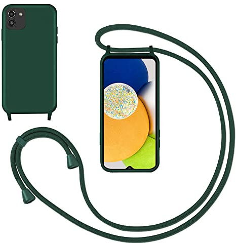 GoodcAcy Handykette Handyhülle für Samsung Galaxy A03/A04,Smartphone Necklace Hülle mit Band Schutzhülle mit Kette zum umhängen Halskette Flüssig Silikon Case für Samsung Galaxy A03/A04,Grün