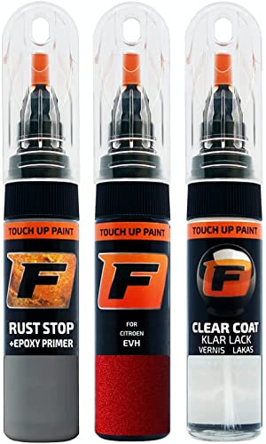 FIRANTO stylo peinture de voiture pour Peugeot EVH Rouge Elixir réparation couleur voiture 3 en 1, rayures stylo retouche peinture 15ml avec pinceau, apprêt, laque