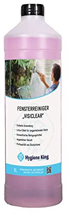 Hygiene King | Glasreiniger mit Lotuseffekt | 1 Liter | Konzentrat zum streifenfreien Reinigen von Glasoberflächen wie Fenster, Spiegel und Fensterrahmen