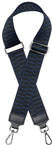 Caspar BSG03 breiter Leder/Textil Schultergurt mit silberfarbenem Karabiner für Handtaschen