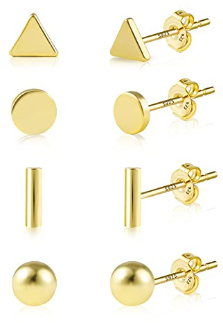 4/6Paar Mehrere Silber 925 Ohrringe Ohrstecker Kleine Set für Damen Mädchen | Silber 925 Ohrstecker Set Kleine Schläfer Knorpel Ohrringe Ohrsteck mit Zirkon Stein Blumen Herz Perlen Stern Mond Ohrsteck