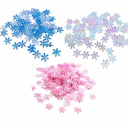900 Stück Schneeflocken Konfetti, Weihnachten Schneeflocke Tisch Konfetti Weiß Blau Rosa Schneeflocke Konfetti Dekorationen für Weihnachten Hochzeit Geburtstag Winter Party Dekoration