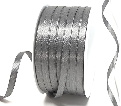 s.dekoda Satinband 50m x 6mm Grau - Anthrazit Schleifenband Dekoband Satin