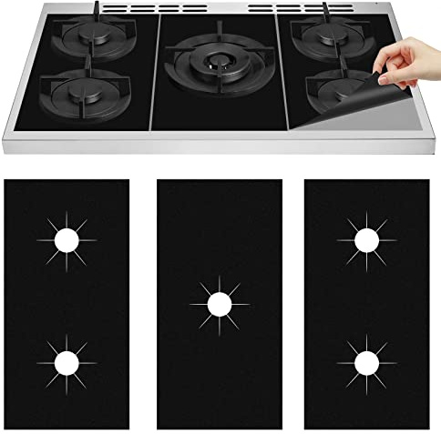 KIKIGOAL Gas Hob Covers for Gas Cookers, 3pcs Gas Hob Range Protectors Reusable Stove Burner Covers Liner, Non-Stick High Heat Resistant Hob Protector