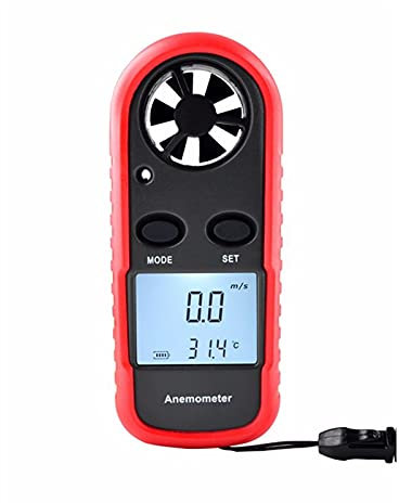 OUSIKA Mini Anemometro Digitale 0-30 m/s Misuratore di velocità del Vento -10~45C Tester di Temperatura Anemometro LCD Retroilluminazione Strumenti di Misura della velocità dell'Aria Anemometro