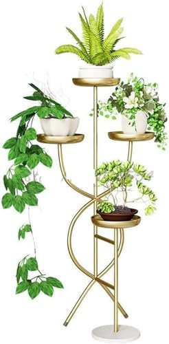 pflanzenständer, blumenstand, blumenstander Blumenregal pflanzenhocker pflanzentopf blumentopf hoch indoor holz seule Garten Blumentreppen Pflanzentreppe Ablagen deko gold metall weiß schwar