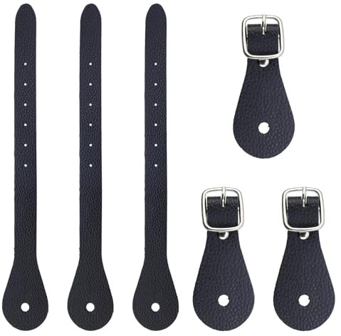 Nicerity Sporenriemen aus Leder, verstellbar, einlagig, für Reiter, Western, Herren, Damen, Schwarz, 3 Stück