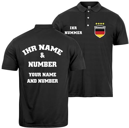 Fussball Poloshirt Herren | Personalisiertes T Shirt mit eigenem Namen und Nummer | Deutschland 2026 Trikot