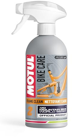 Motul Rengöringsspray för offroad cykelram och delar, självhäftande skum, droppfri, lämplig för känsliga material, VOC-fri, cykelvård, cykelvård Frame Clean Off Road, 500 ml