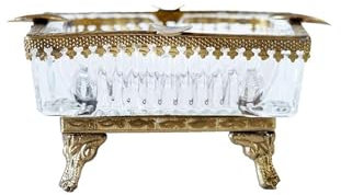 Aschenbecher Gehobener Aschenbecher aus Kristallglas, handgefertigt, Messingrand, Retro-Aschenbecher, Heim- und Bürodekoration for Männer Wohnaccessoires