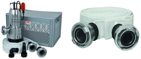T.I.P. Anti Flut Kit (20.000l/h Fördermenge, 1mm Flachabsaugend & Bau- und Industriegewebeschlauch - Feuerwehrschlauch 15 m