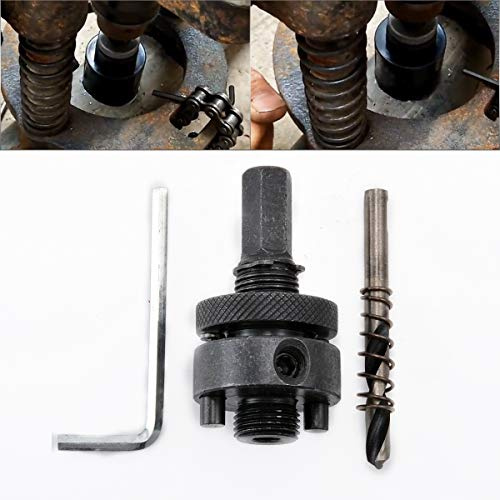 HOHXEN Hole Saws Arbor - 120mm, Heavy Duty Arbor Drilling Tool Center Drill Positioning Drill Bit Drill Core with Hole Opener with Quick-Rel Ease Spring - Black/Silver