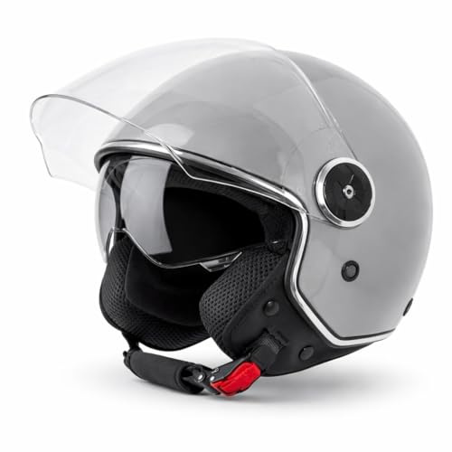VINZ Tobia Jethelm mit Doppelvisier | Roller Helm mit Sonnenblende | In Gr. XS-XXL | ECE 22.06 Zertifiziert | Motorradhelm mit Visier |Viele Farben Erhältlich