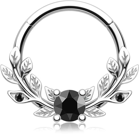 Melighting Vine Septum Ring CZ Cartilage Earring 316L Stainless Steel Daith Earrings Helix Piercing Jewellery for Women Men