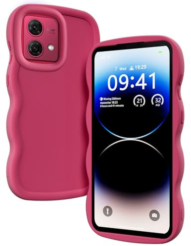XINYEXIN Funda Wavy para Motorola Moto G84 | Carcasa de Silicona Suave, Borde Ondulado, Antigolpes, Agarre Cómodo, Rojo