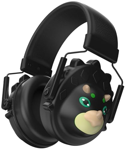 Freeice Noise Cancelling Headphones for Kids, Ear Muffs for Noise Reduction with Dinosaur Shaped, Ear Protection Earmuffs（Black）