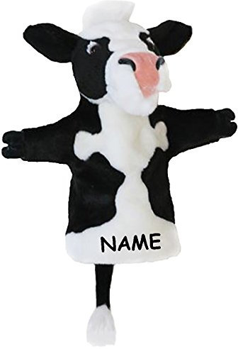 alles-meine.de GmbH Handpuppe - Kuh Rind/Kalb Ochse - incl. Name - Tier Haustier - Bauernhof Handspielpuppe/Handspielpuppe - Bauernhof Tiere - Plüschpuppe - Plüschtier Figur ..