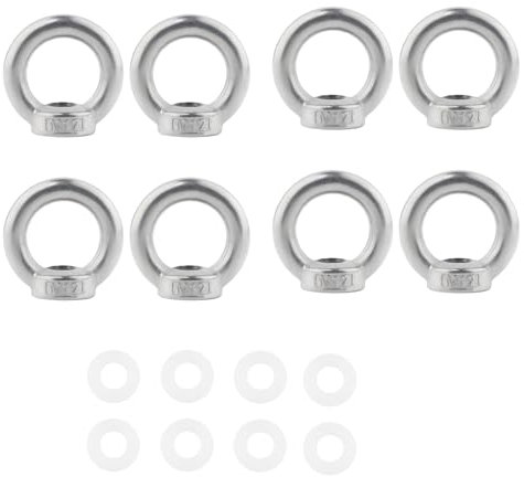 GIVIHGETI 8 Stück Ringmutter M12, 304 Edelstahl Augenschraube, Augbolzen, Ösenschraube, Ösenmutter, Öse, Ringösen, Ringschrauben für Hebezubehör