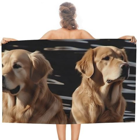 Campingtücher Golden Retriever Beach Towel Mikrofaser Saunahandtuch Tragbares Duschtuch Für Spa Picknicks 80X130Cm
