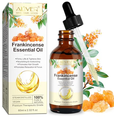 Weihrauchöl Frankincense Oil 100% Reine Natürliche Aromatherapieöl in Therapeutischer Qualität, Duftöle für Diffuser, Hautpflege, Haarpflege, Massage, Bad