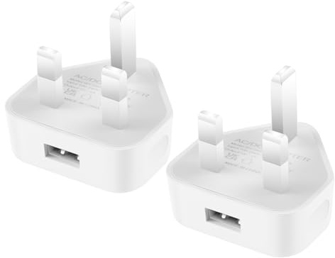 Security-01 2-Pack USB Charger Plug, 5V 1A 5W AC to DC Power Supply Adapter, Compatible with IP camera, Tablets, MP3 players, E-Readers, Smartphones, Power tools and more, White