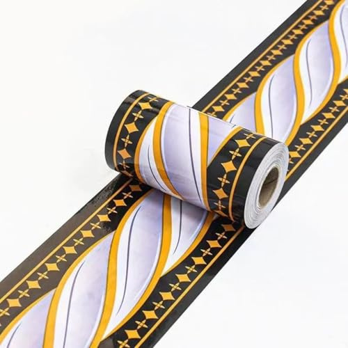VisitRyl Black Wallpaper Border Self Adhesive Wall Tiles Decorative, Peel and Stick Wall Border Bathroom Stickers Black and Yellow Rope 10cm X 1000cm